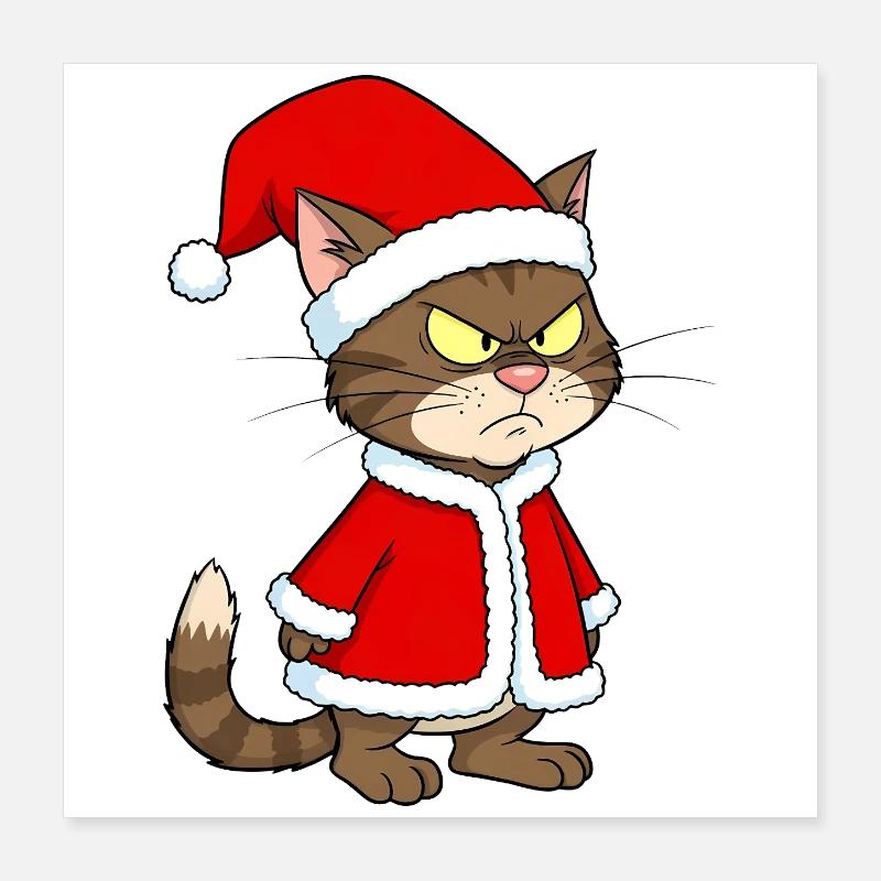 Cat Christmas grim funny Poster 16" x 16" (40x40 cm)