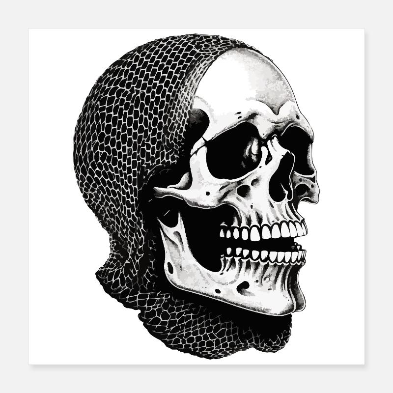Skull in a net scarf Poster 16" x 16" (40x40 cm)
