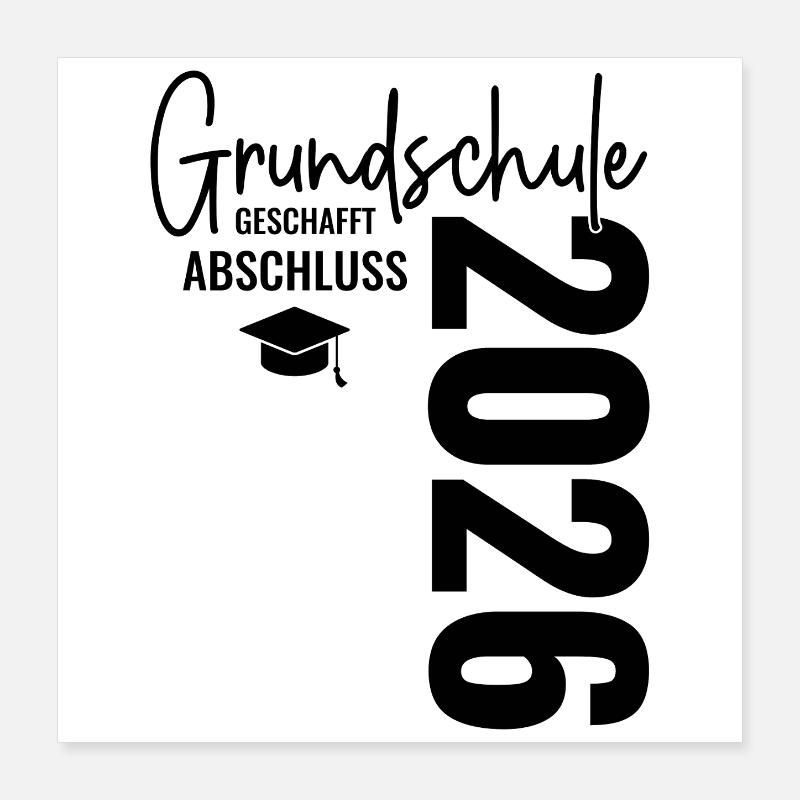 Fin de diplôme 2026 : école primaire terminée ! Poster 40 x 40 cm