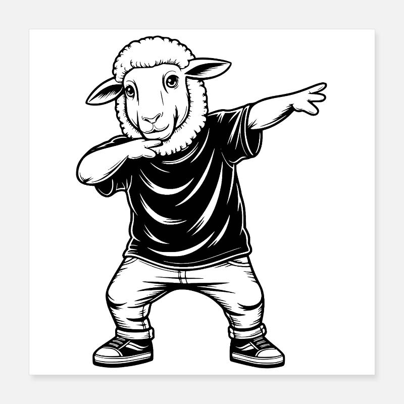 Dabbing Sheep Poster 16" x 16" (40x40 cm)