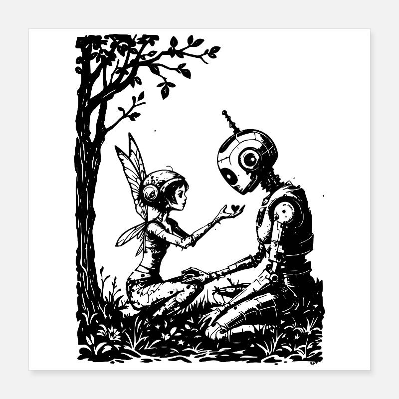 Fee repariert einen Roboter Poster 40x40 cm