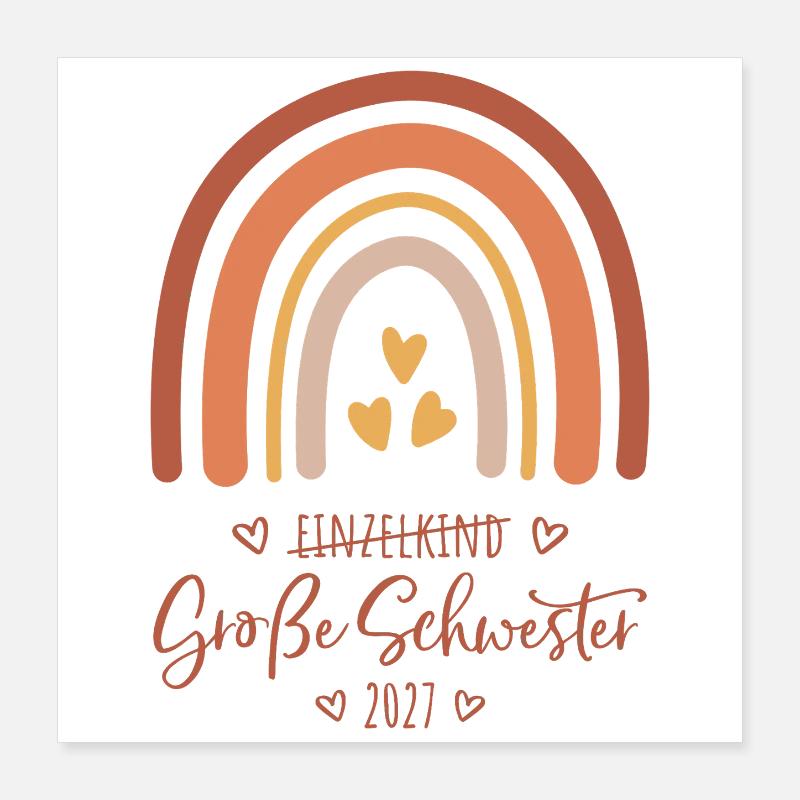 Große Schwester 2027 Boho Regenbogen  Poster 40x40 cm