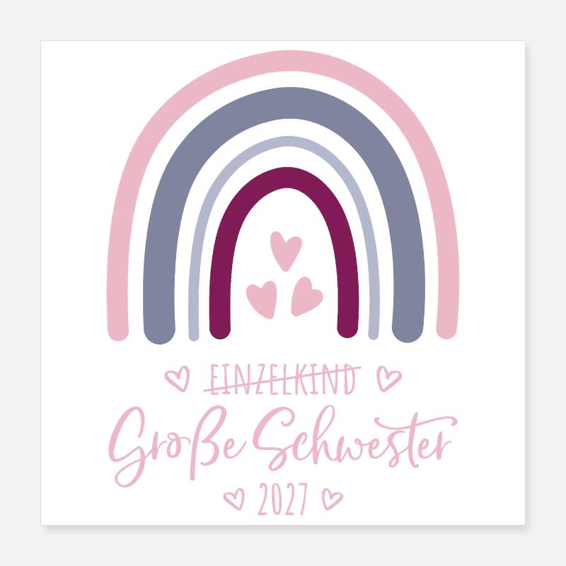 Große Schwester 2027 Boho Regenbogen Poster 40x40 cm