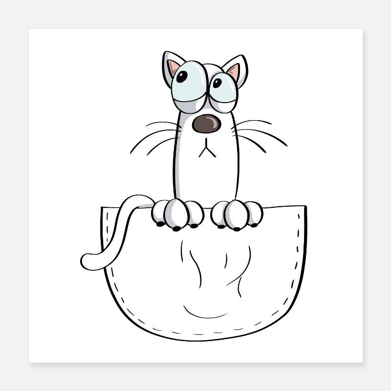Chat dans le sac - Chats - Comic Poster 40 x 40 cm