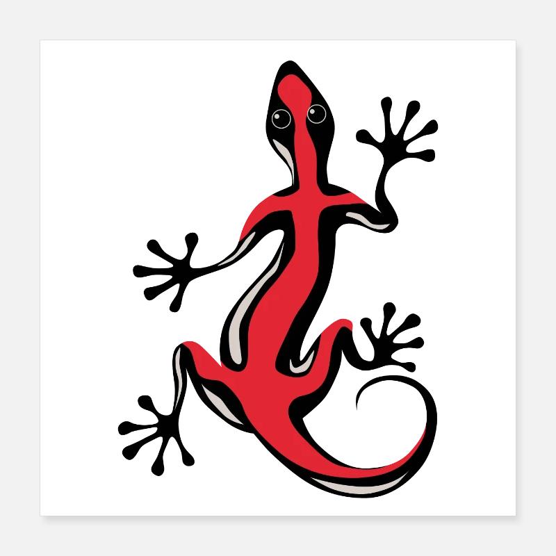 Gecko Rouge Poster 40 x 40 cm