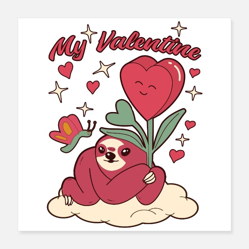 Paresseux de la Saint-Valentin Poster 40 x 40 cm