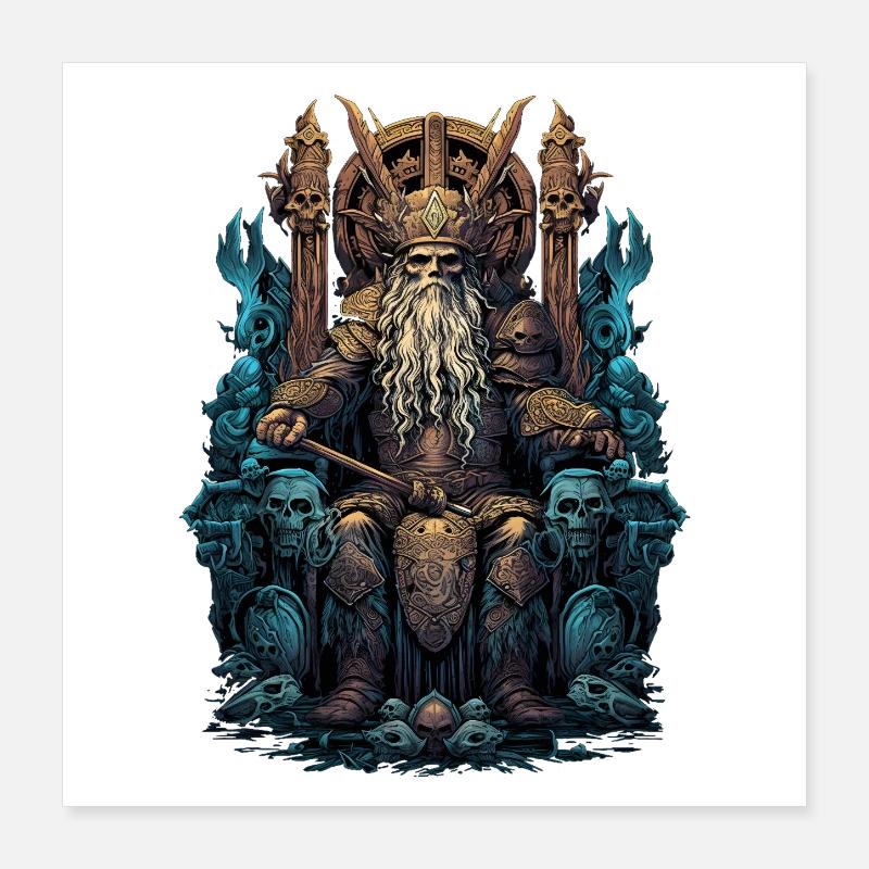 Wikinger Odin Söhne Thron Walhalla Valhalla Poster 40x40 cm