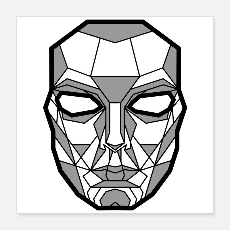 Kimura Mask Gray Poster 16" x 16" (40x40 cm)