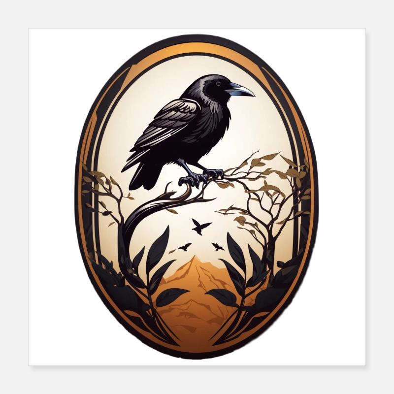 Schwarzer Rabe Poster 40x40 cm