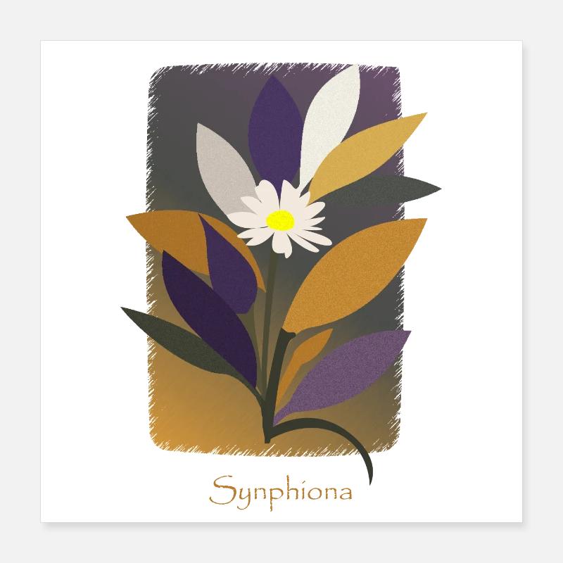 Fleur de Synphonia aux Couleurs Chaleureuses - Poster 40 x 40 cm - blanc