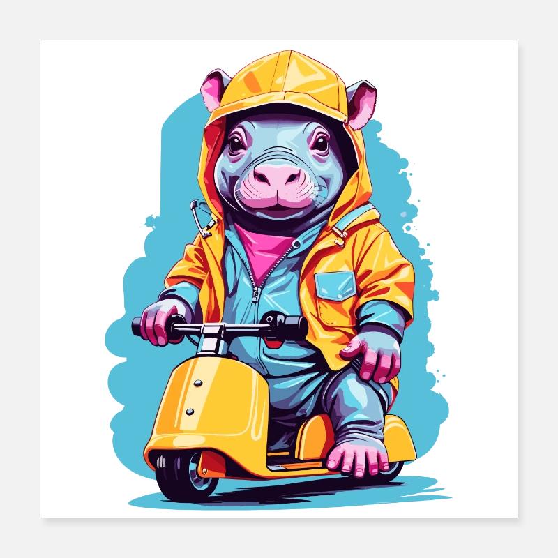 Süßes Nilpferd Poster 40x40 cm