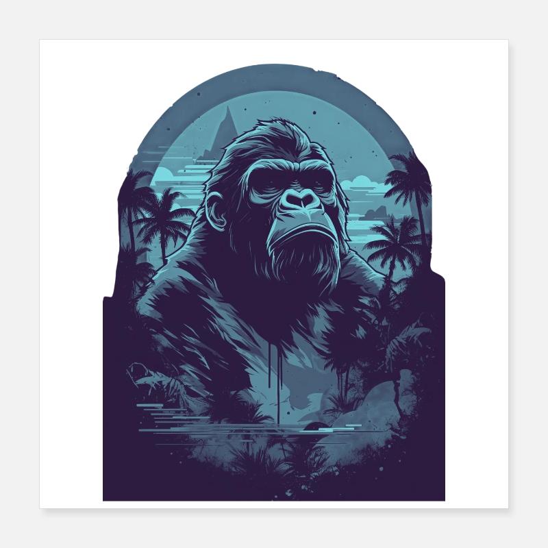 Blauer Gorrile Poster 40x40 cm