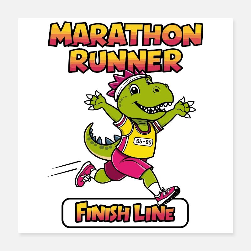 T-Rex Marathon Runner Poster 16" x 16" (40x40 cm)