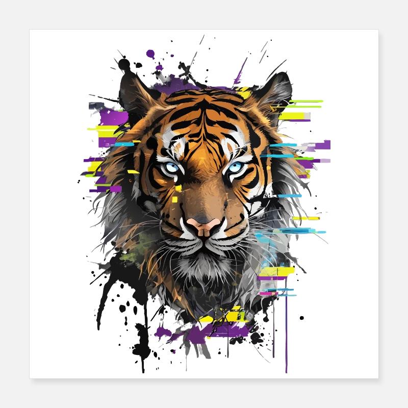 Tiger Gaze: Chromatic Symphony Poster 16" x 16" (40x40 cm)