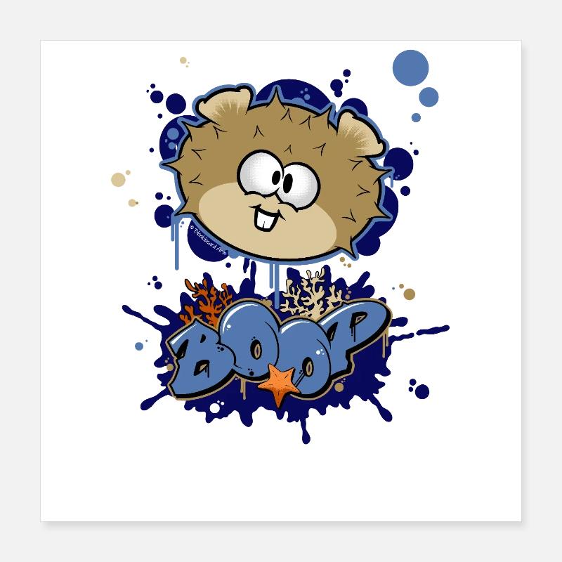 Graffiti Pufferfish Poster 16" x 16" (40x40 cm)