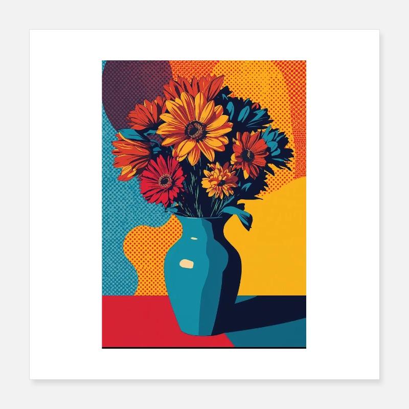 Bouquet de fleurs Pop Art Poster 40 x 40 cm