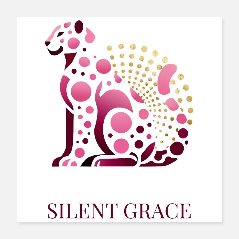 Silent Grace - Élégant design de chat rose avec Poster 40 x 40 cm