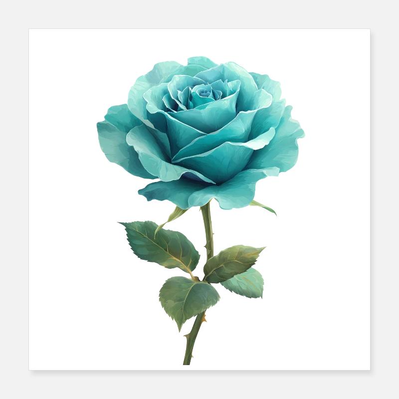 Turquoise Blue Rose Poster 16" x 16" (40x40 cm)