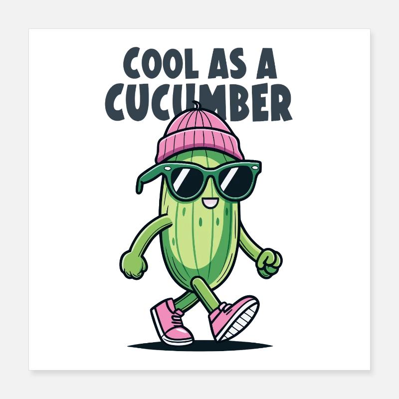 Cool comme un dessin animé de concombre Poster 40 x 40 cm