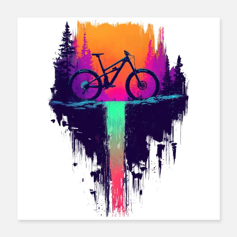 Cascade de VTT en descente - Cadeau VTT Poster 40 x 40 cm