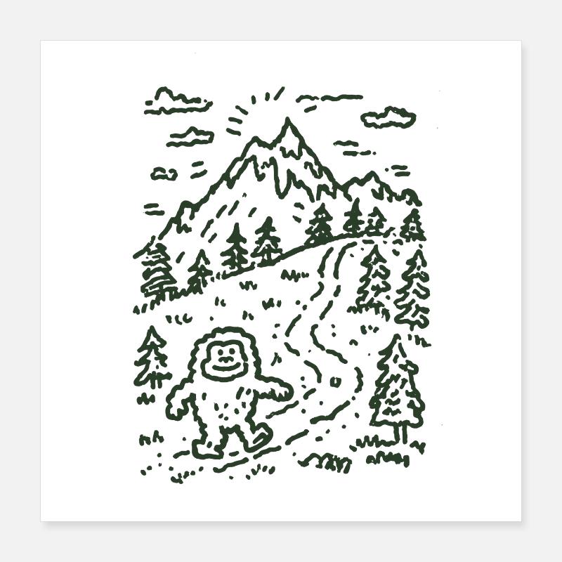 Bergwanderer im Waldlandschaft Poster 40x40 cm