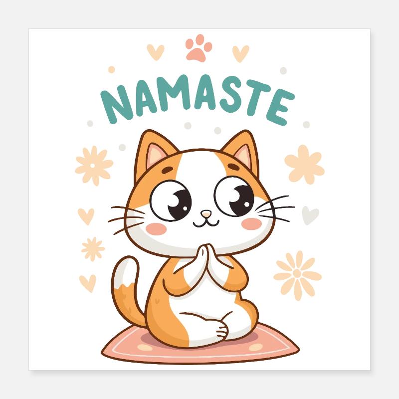 Namaste Chat Kawaï Pastel Poster 40 x 40 cm