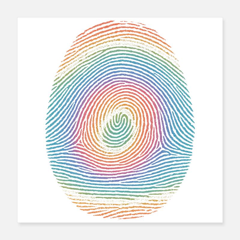 Bunte Fingerprint-Spirale Poster 40x40 cm