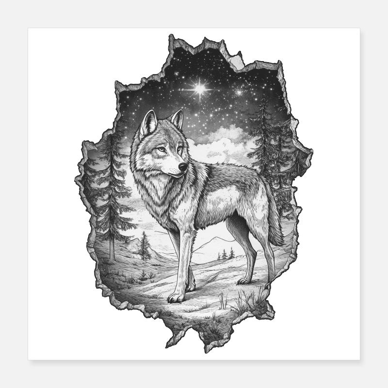 Wolf Poster 40x40 cm