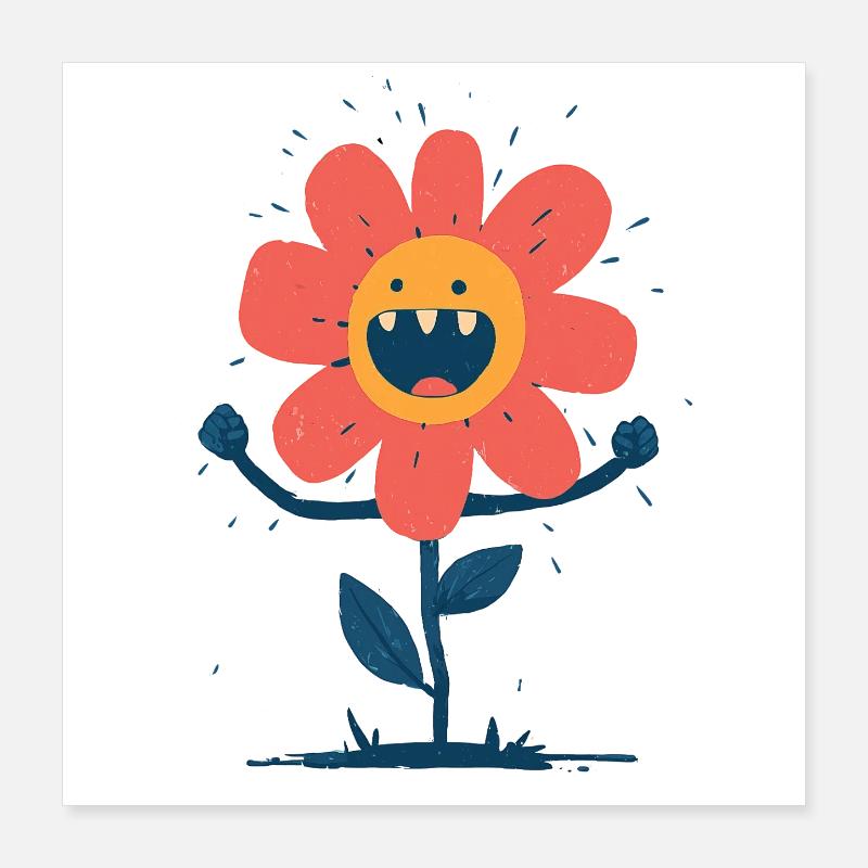 Lachende Monsterblume Poster 40x40 cm
