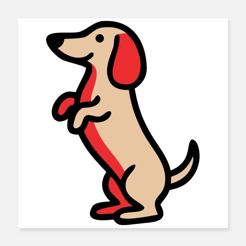 Süßer Dackel Hund Männchen Comic Poster 40x40 cm