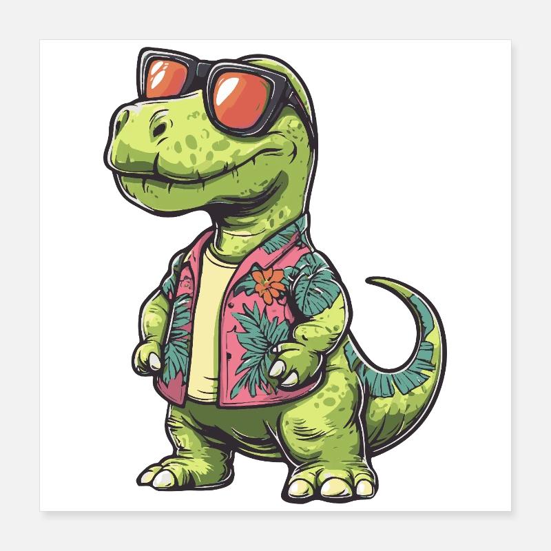 Dinosaurier brontosaurus Comic Urlaub Poster 40x40 cm