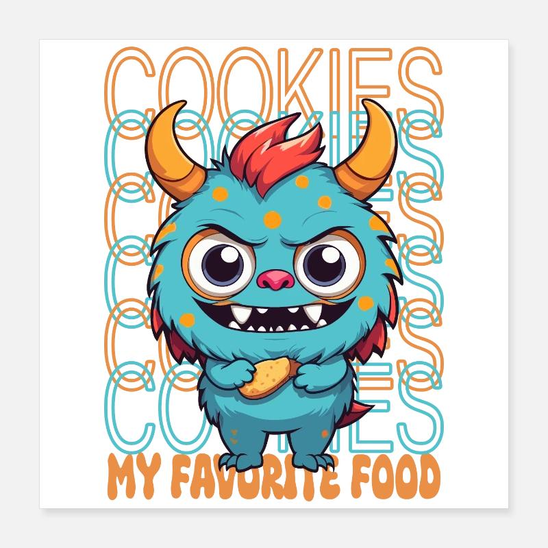 Monstre de biscuit sucré Poster 40 x 40 cm