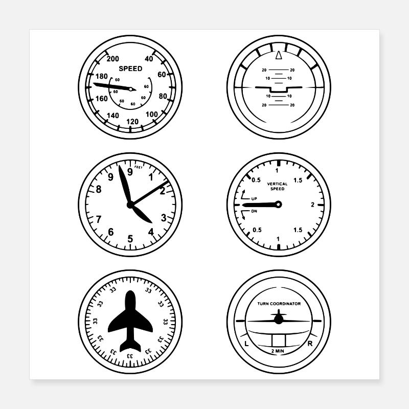Flight Instruments Poster 16" x 16" (40x40 cm)