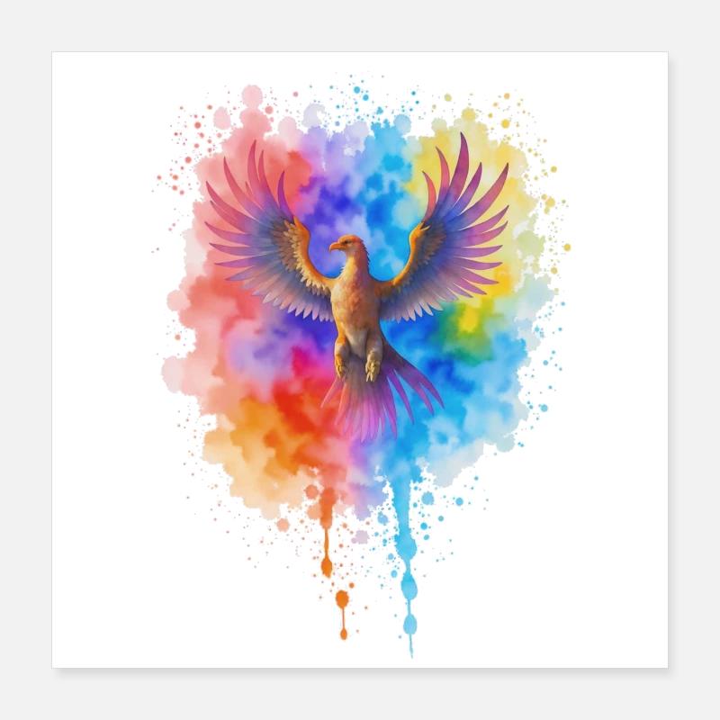Phénix aquarelle précipité Poster 40 x 40 cm