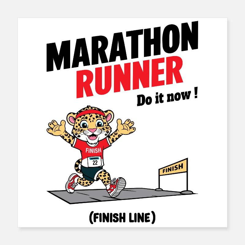 Leopard Marathon Runner Poster 16" x 16" (40x40 cm)
