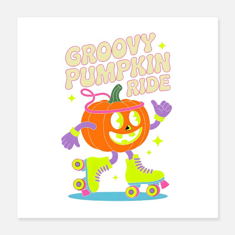 Groovy Pumpkin Inline Skate Poster 16" x 16" (40x40 cm)
