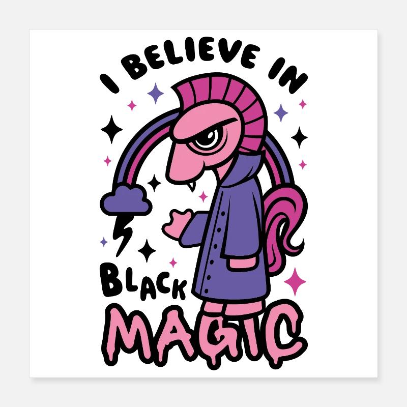 Grumpy Dark Pony Believes in Black Magic Poster 40 x 40 cm