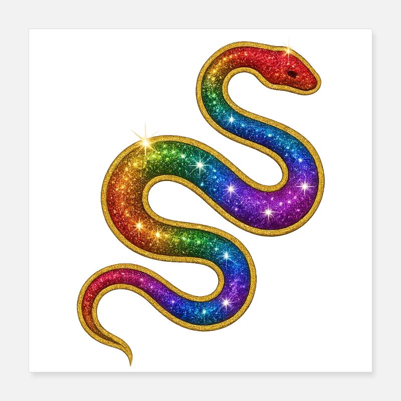 Serpent scintillant arc-en-ciel Poster 40 x 40 cm