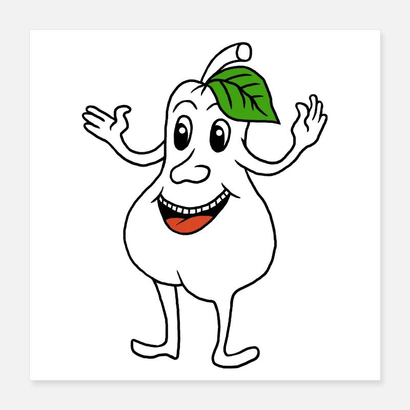 Birne mit lachendem Gesicht Poster 40x40 cm