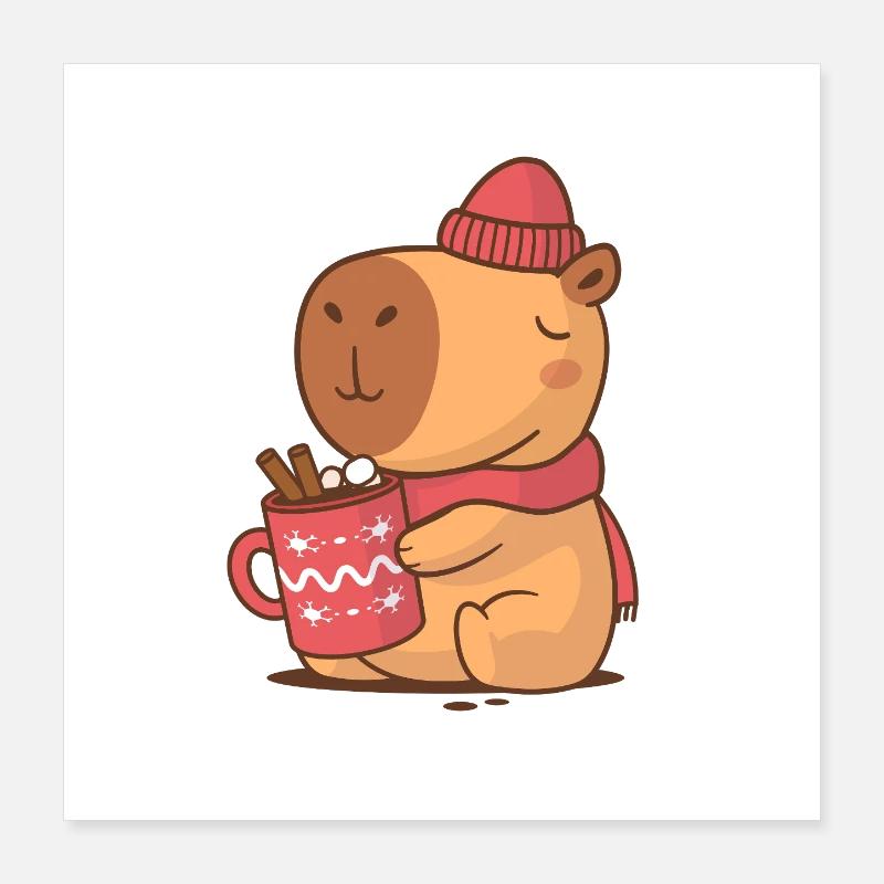 Vacances douillettes à Capybara Poster 40 x 40 cm