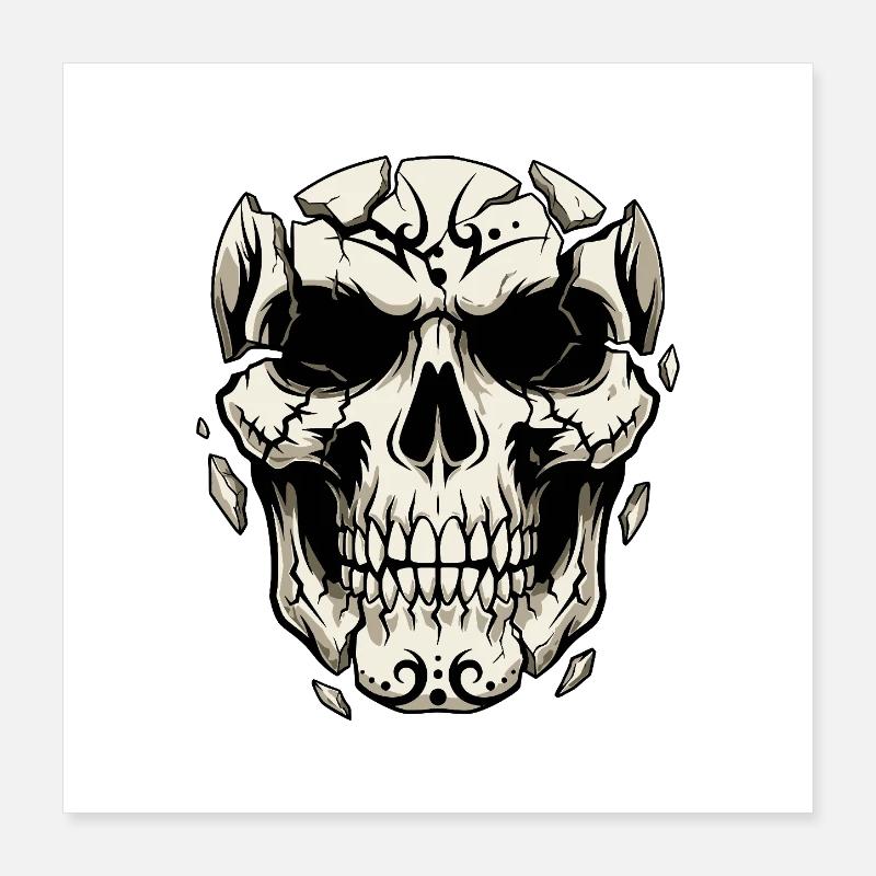 Splitternder Schädel – Gothic Grafik Poster 40x40 cm