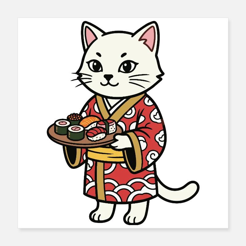 sushi cat Poster 16" x 16" (40x40 cm)