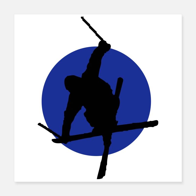 Icône de freestyle ski - Poster 40 x 40 cm - blanc