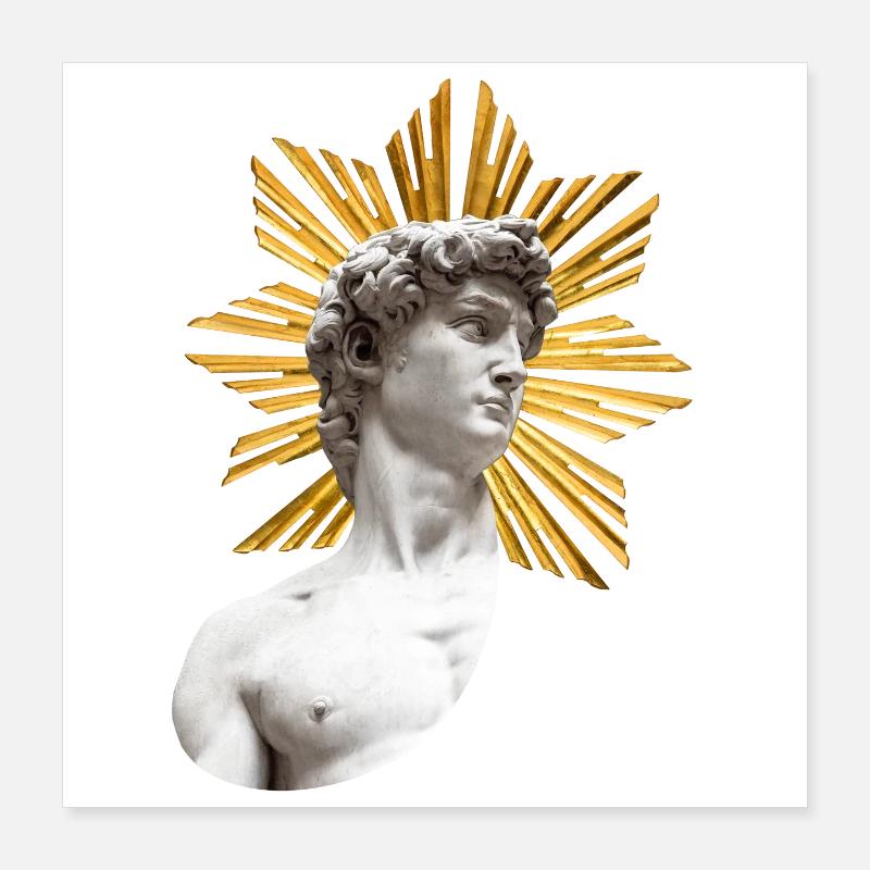 David mit Heiligenschein | Michelangelo Poster 40x40 cm
