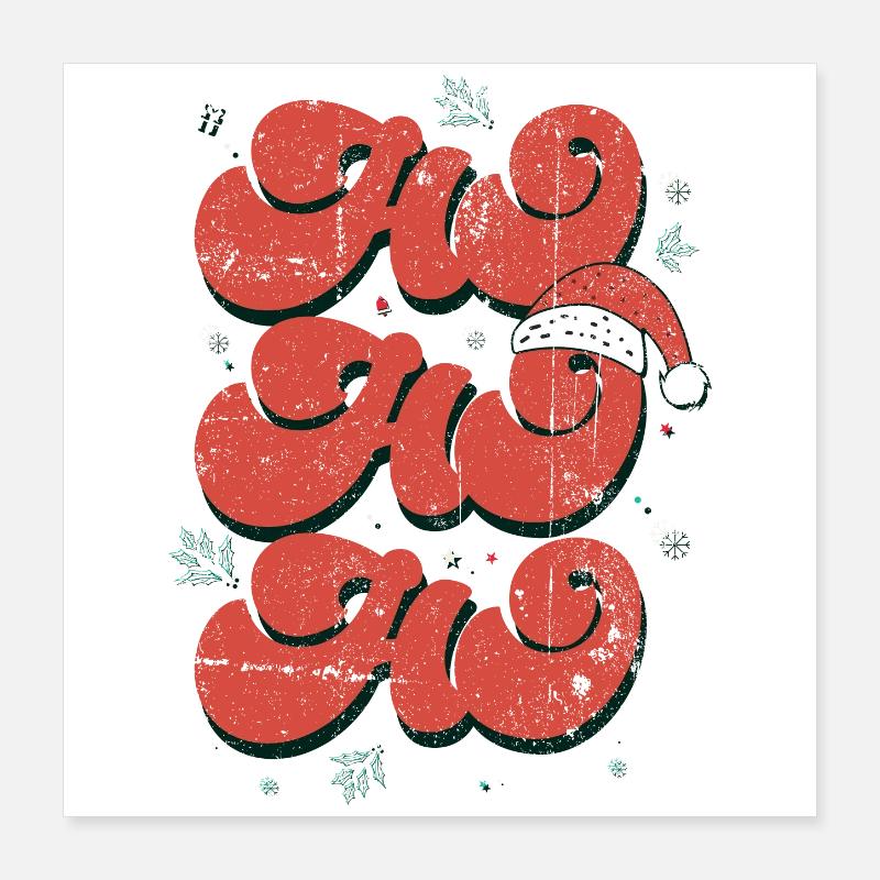 Ho Ho Ho Festive Script Poster 16" x 16" (40x40 cm)