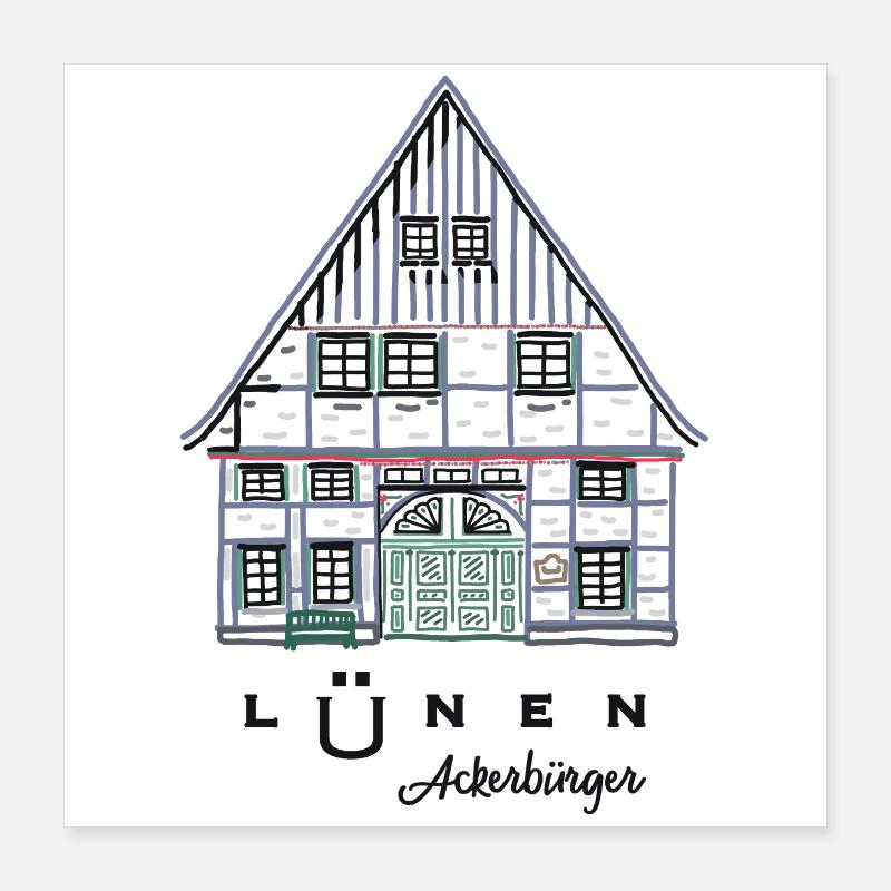 Lünen, maison à colombages Ackerbürger, quartier d’Unna Poster 40 x 40 cm