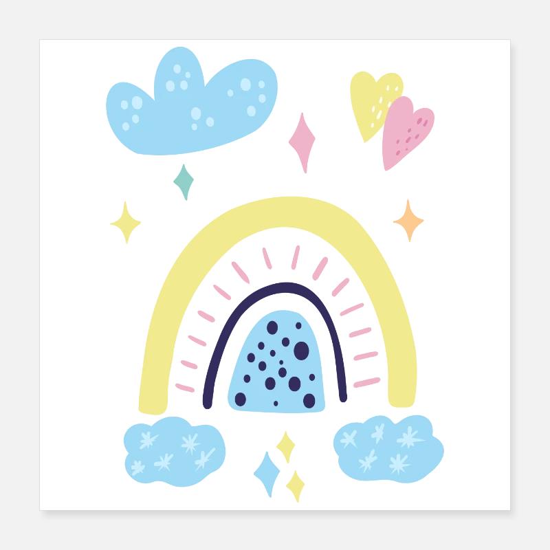 Pastel Rainbow Dreamscape Poster 16" x 16" (40x40 cm)