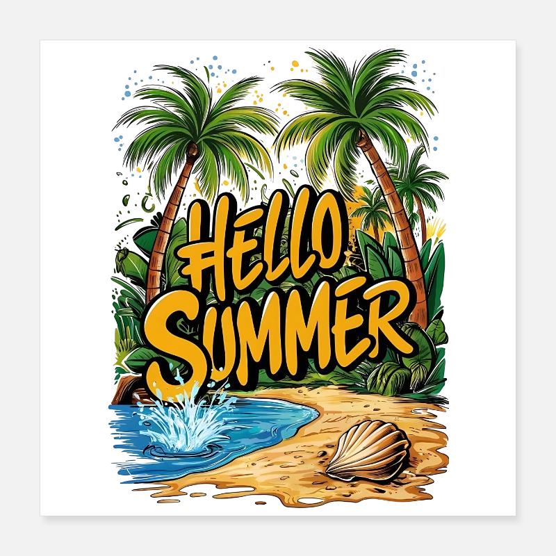 Scène de plage tropicale d’été Poster 40 x 40 cm
