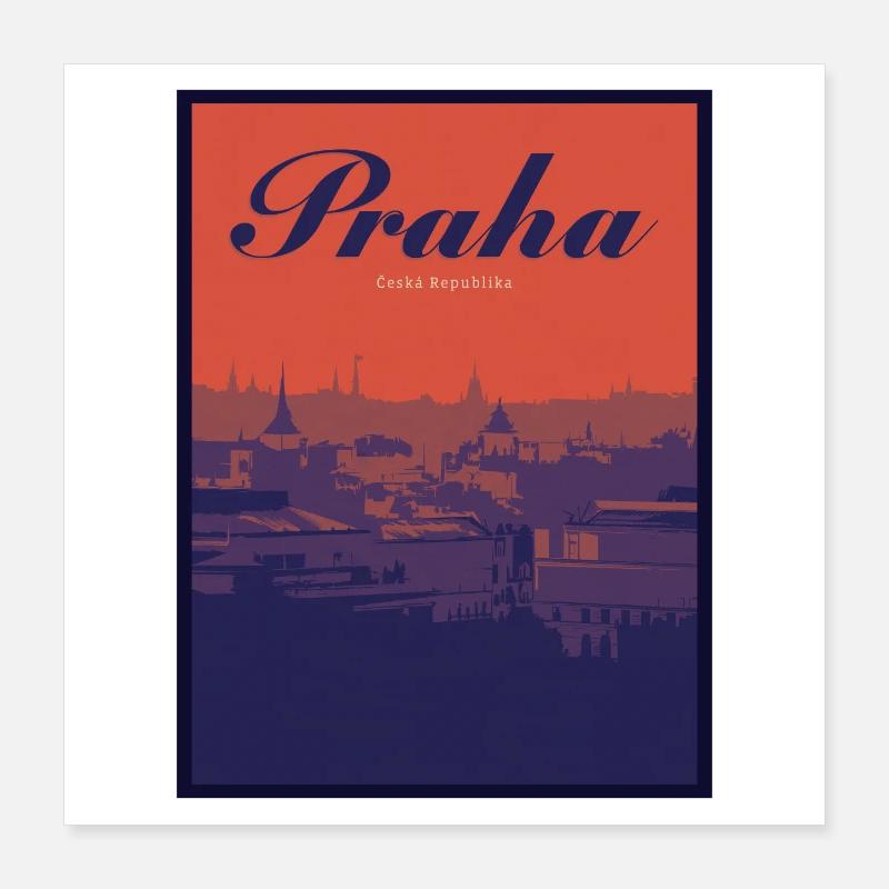 Praha Farbverlauf Stadtlandschaft Poster 40x40 cm
