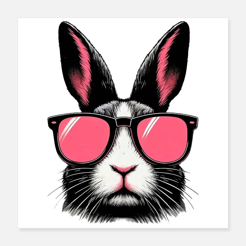 Lapin avec des lunettes de soleil Poster 40 x 40 cm